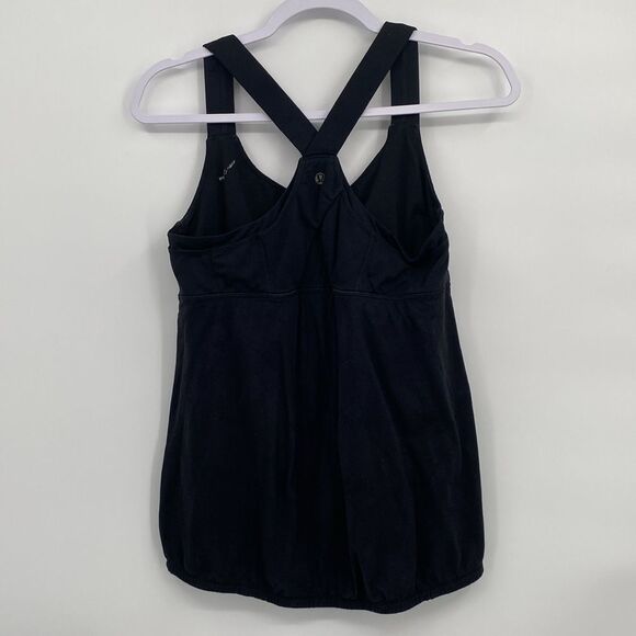 Lululemon Run: Stuff Your Bra Tank Black Floral Mesh Body Built-in Cups size 12 - Picture 6 of 10